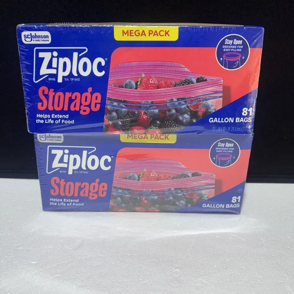 2X Ziploc Quart Food Storage Bags, Grip 'n Seal Technology X Easier Grip 81ct Ea